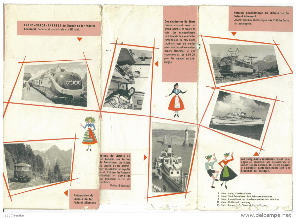 Carte Des Chemin De Fer  En  Francais Pour L'  Allemagne  Des Année 1960  Nombreuses Illustrations - Ferrocarril