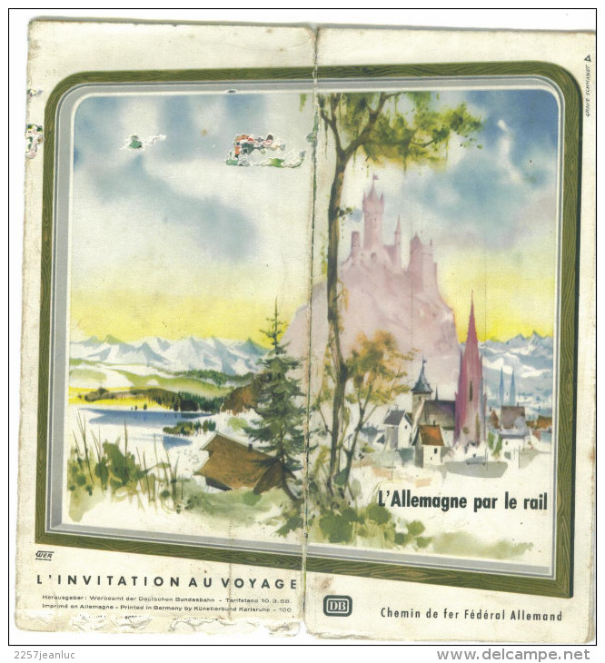 Carte Des Chemin De Fer  En  Francais Pour L'  Allemagne  Des Année 1960  Nombreuses Illustrations - Chemin De Fer