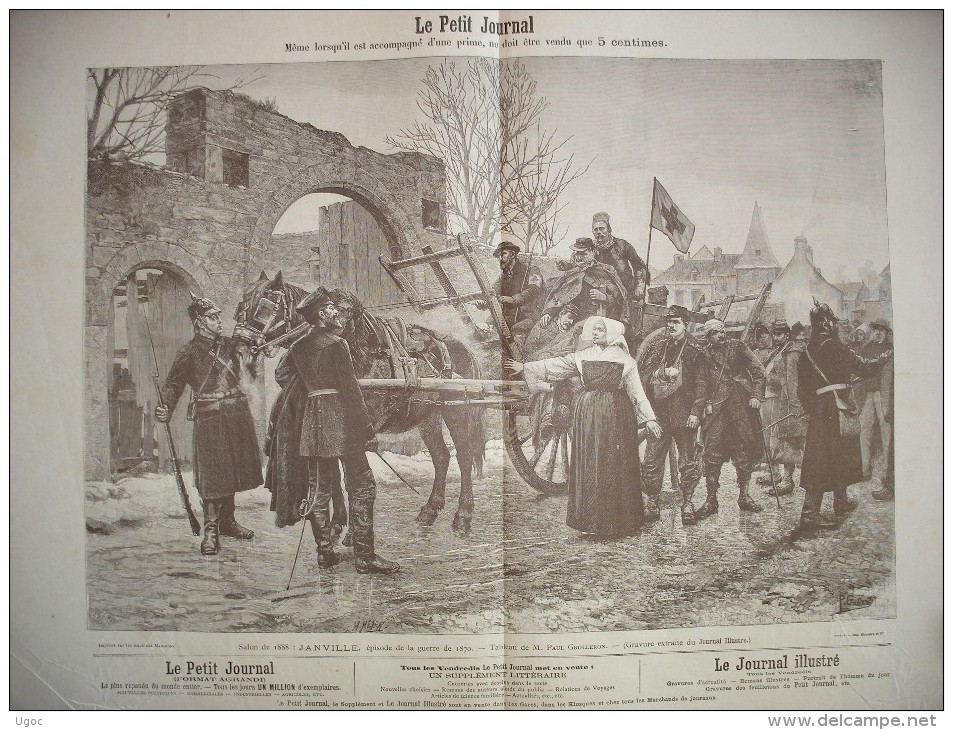 Belle Affiche JANVILLE, épisode De La Guerre De 1870, Signée Paul GROLLERON 570mmx 400mm, Salon 1888 - Afiches