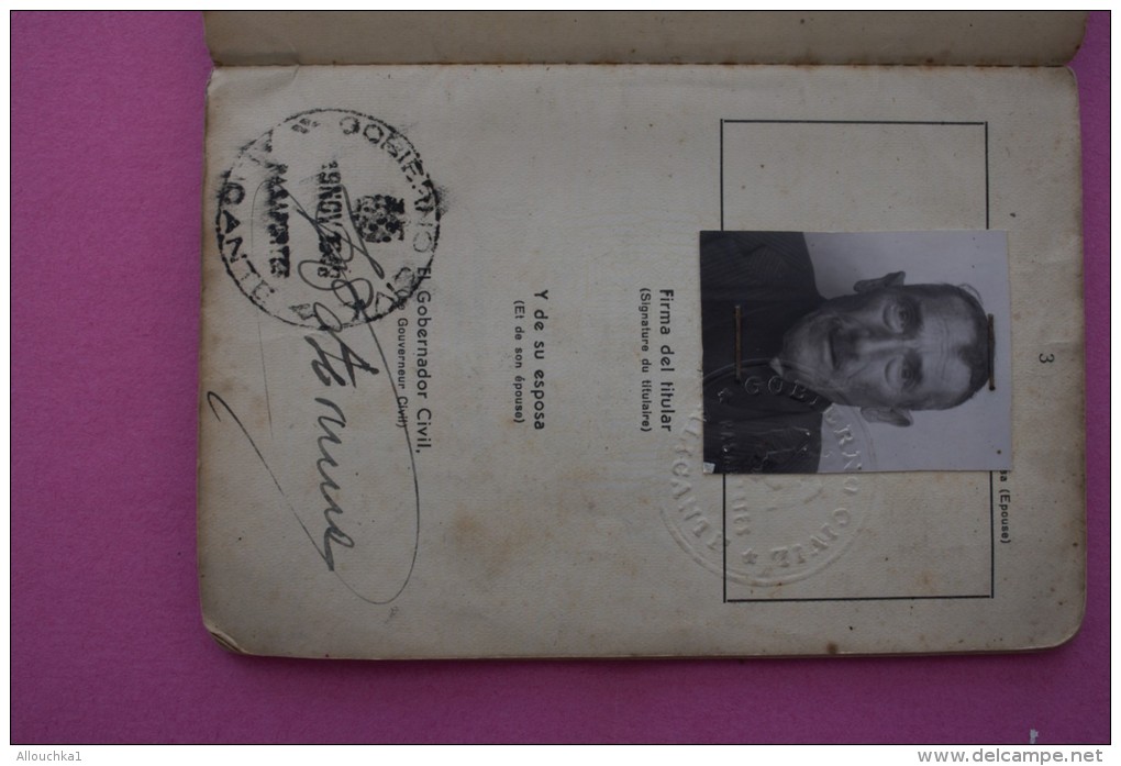 PASSPORT 1948 PASAPORTE ESPANA ESPAGNE DOCUMENTO HISTÓRICO+VIGNETTE VISA FISCAUX 900fr MINISTERE AFFAIRES ETRANGERE