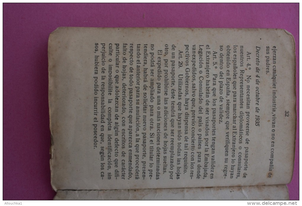 PASSPORT 1948 PASAPORTE ESPANA ESPAGNE DOCUMENTO HISTÓRICO+VIGNETTE VISA FISCAUX 900fr MINISTERE AFFAIRES ETRANGERE