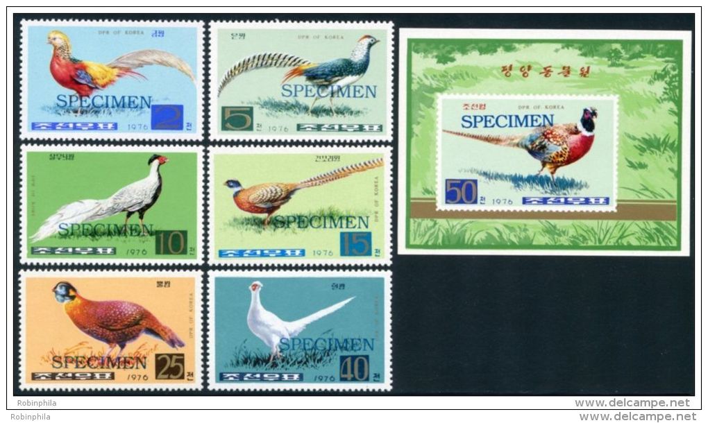 Korea 1976, SC #1461-67, 6V+S/S, Specimen, Pheasants, Bird - Altri & Non Classificati