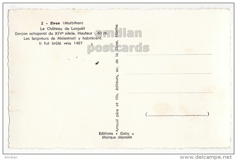 France - Elven (Morbihan) Chateau De Largoet C1950s Vintage Postcard CPA [8622] - Elven