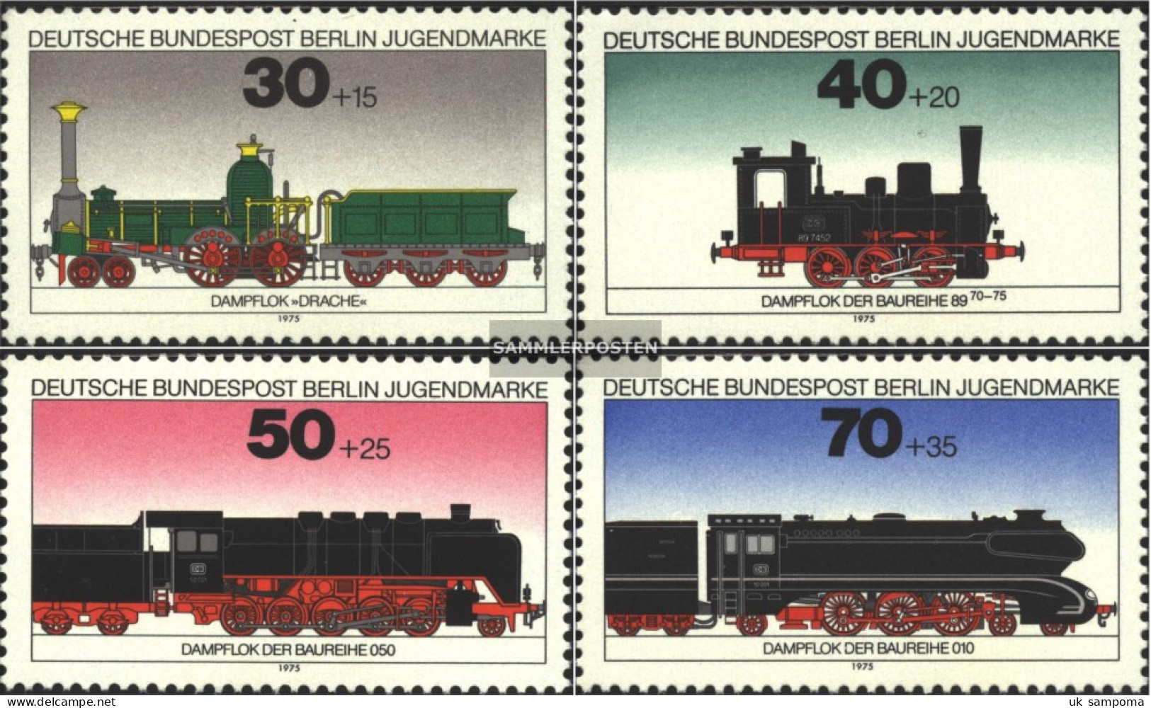 Berlin (West) 488-491 (complete.issue) Unmounted Mint / Never Hinged 1975 Youth Brands Steam Locomotives - Neufs