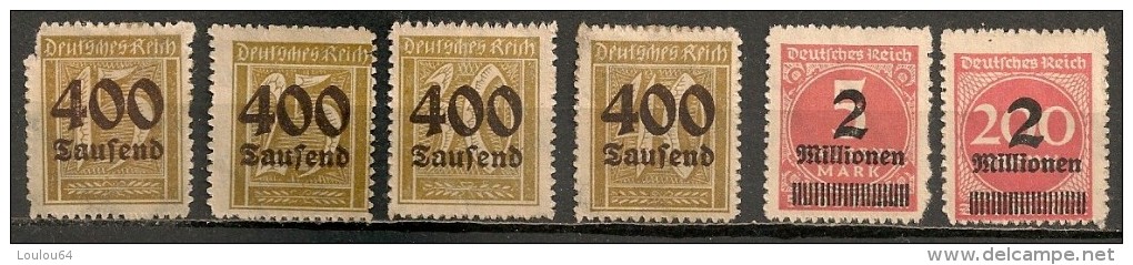 Timbres - Allemagne - Empire - 1923 - Dentelure En Zig Zag - Lot De 6 Timbres - - Autres & Non Classés