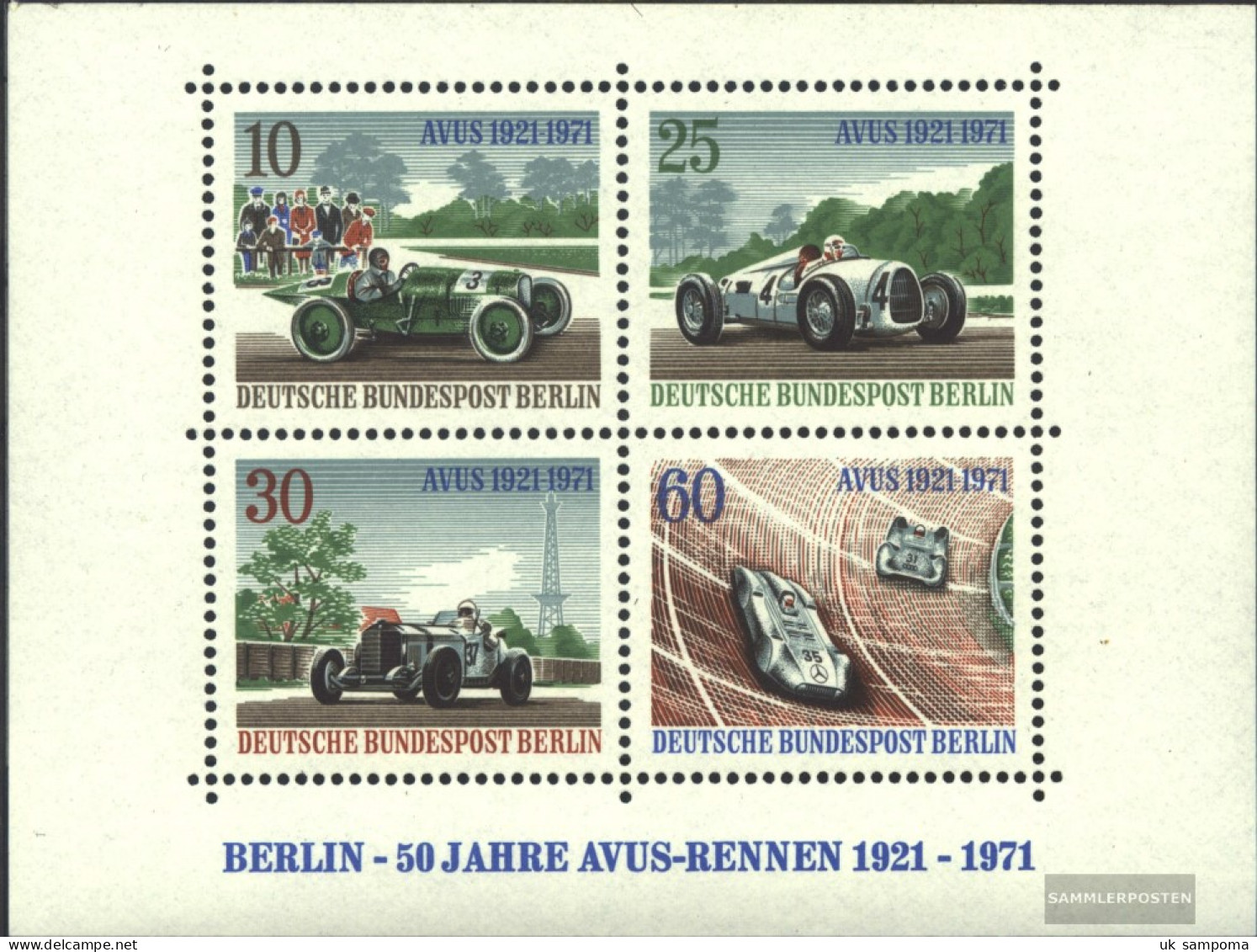 Berlin (West) Block3 (complete.issue) Unmounted Mint / Never Hinged 1971 Avus-Race - Blocks & Sheetlets