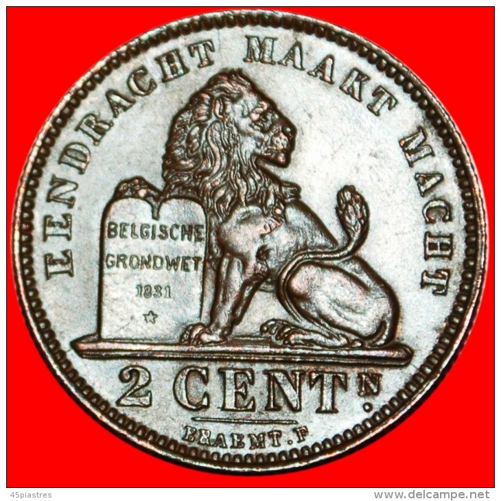 * DUTCH LEGEND~LARGE DATE: BELGIUM ★ 2 CENTIMES 1911! ALBERT I (1909-1934) LOW START &#9733; NO RESERVE! - 2 Centimes