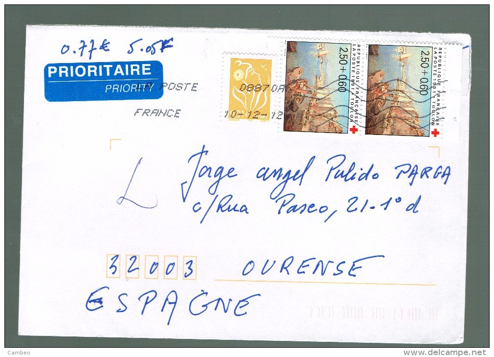 FRANCE USED LETTRE 2012  RED CROSS TOULON - Other & Unclassified
