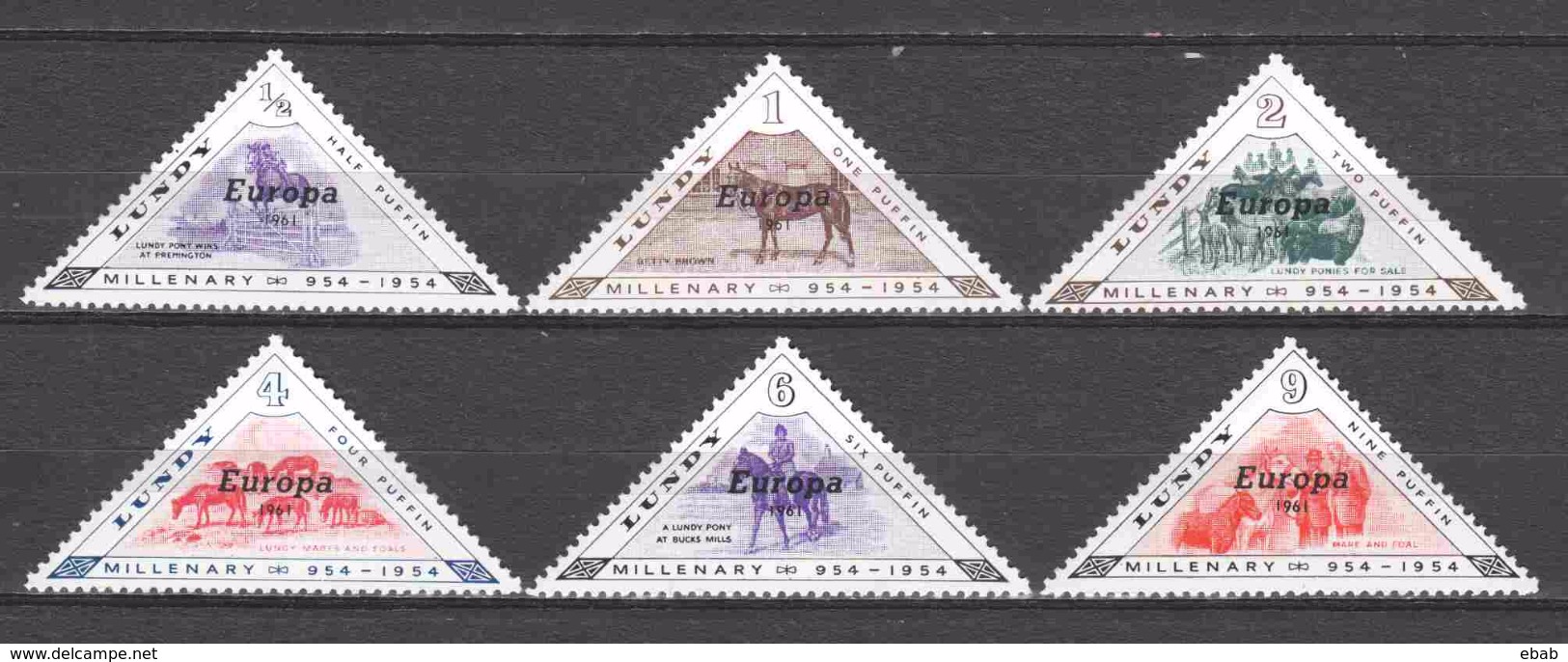 Lundy 1954 - 2 Series HORSES With OVPT EUROPA (MNH) And Without OVPT (MH) - Paarden