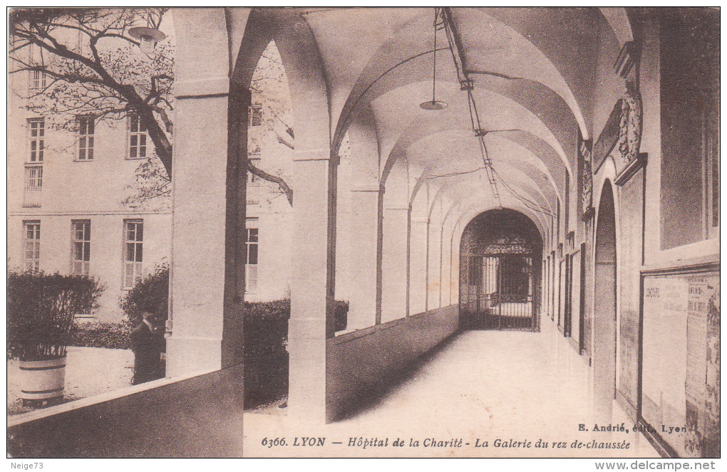 Carte Postale Ancienne  De Lyon - Hôpital De La Charité - La Galerie Du Rez De Chaussée - Autres & Non Classés