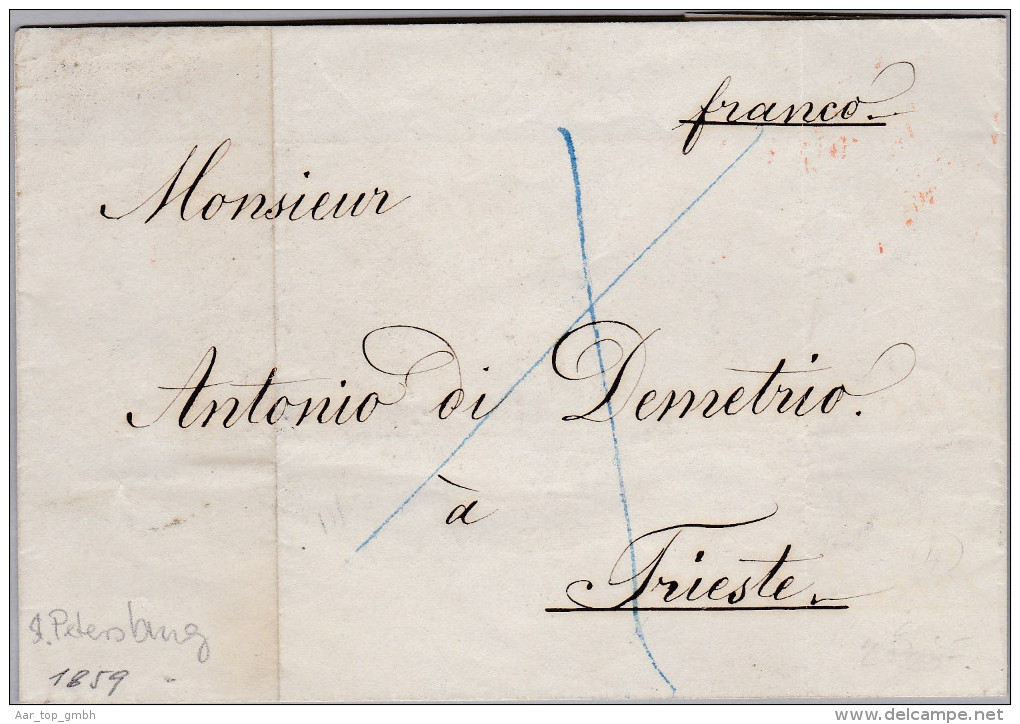 Russland St. Petersburg 1859-02-?? Brief Ohnen Inhalt Nach Triest Via Wien - ...-1857 Préphilatélie