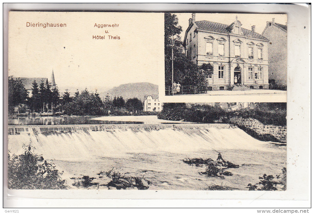 5270 GUMMERSBACH - DIERINGHAUSEN, Hotel Theis / Aggerwehr, 1913 - Gummersbach
