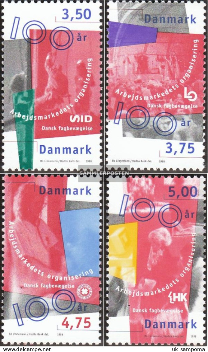 Denmark 1170-1173 (complete Issue) Unmounted Mint / Never Hinged 1998 Arbeitnehmervereinigungen - Ungebraucht