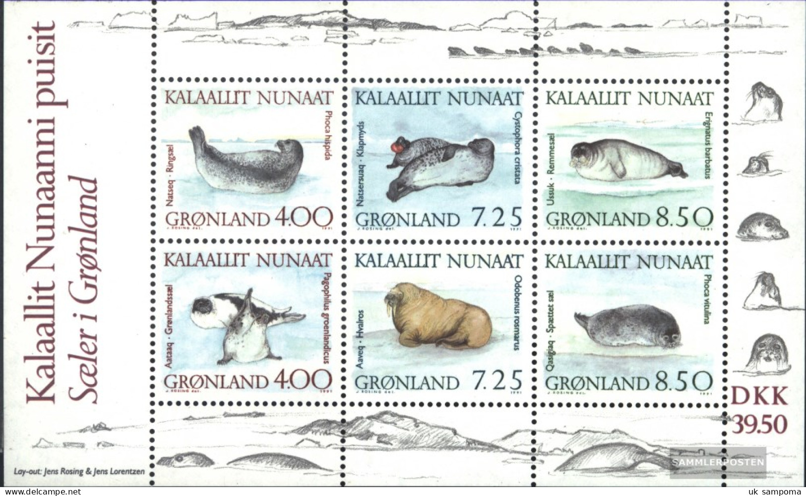 Denmark - Greenland Block3 (complete Issue) Unmounted Mint / Never Hinged 1991 Robben - Blocks & Sheetlets