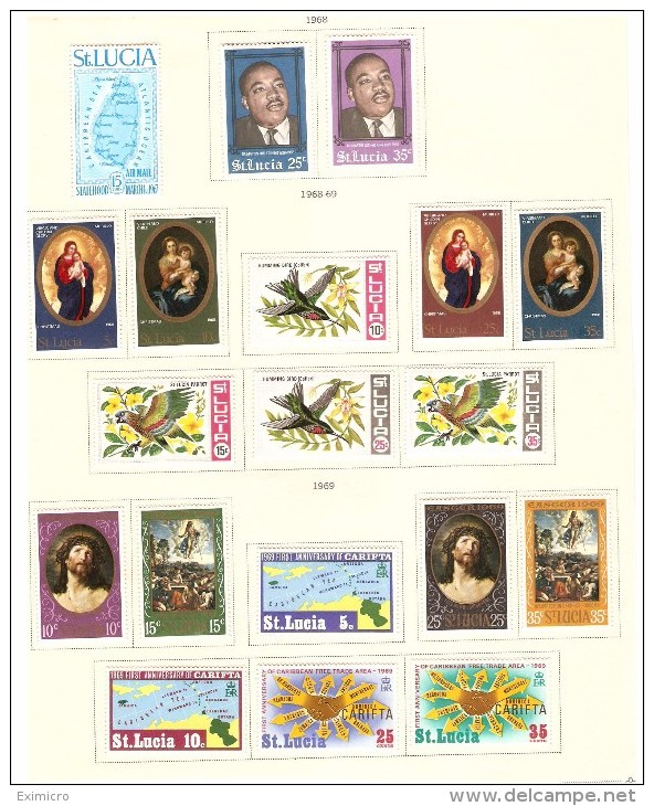 ST LUCIA  1966 -1970s MINT COLLECTION MOUNTED ON 8 SIDES OF ALBUM PAGES Cat £30+ - Ste Lucie (...-1978)