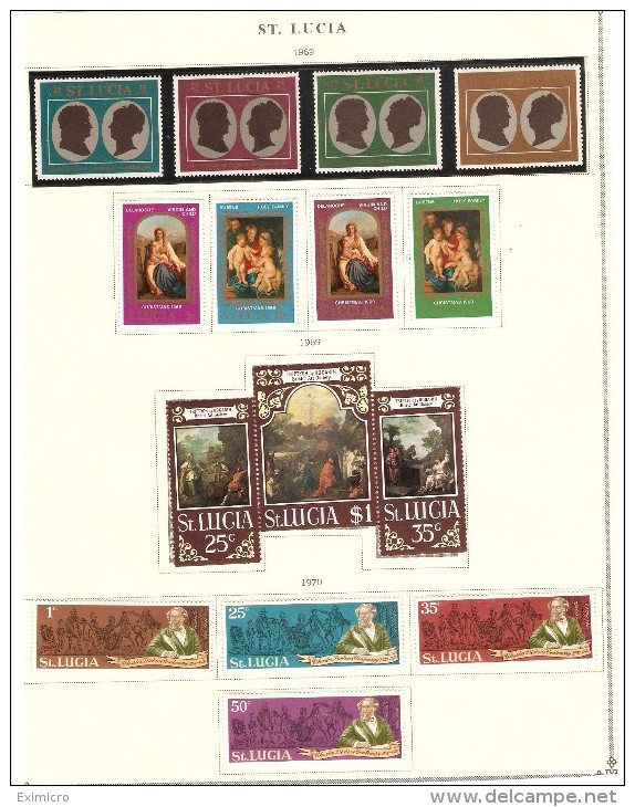 ST LUCIA  1966 -1970s MINT COLLECTION MOUNTED ON 8 SIDES OF ALBUM PAGES Cat £30+ - Ste Lucie (...-1978)