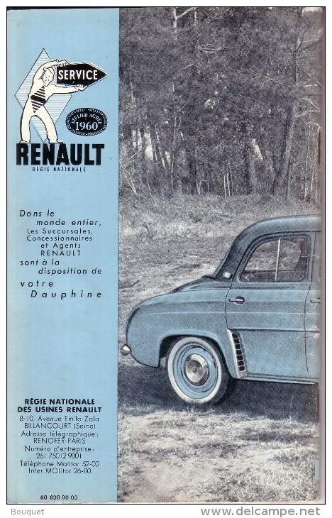 AUTOMOBILES  - PUBLICITE - NOTICE D' ENTRETIEN DE 46 PAGES + SCHEMA DE GRAISSAGE - RENAULT DAUPHINE