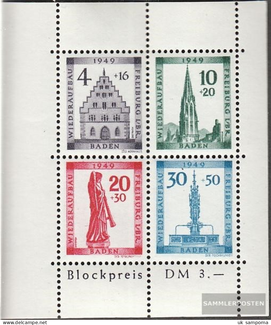 Franz. Zone-Baden Block1a (complete Issue) Unmounted Mint / Never Hinged 1949 Freiburg - Baden