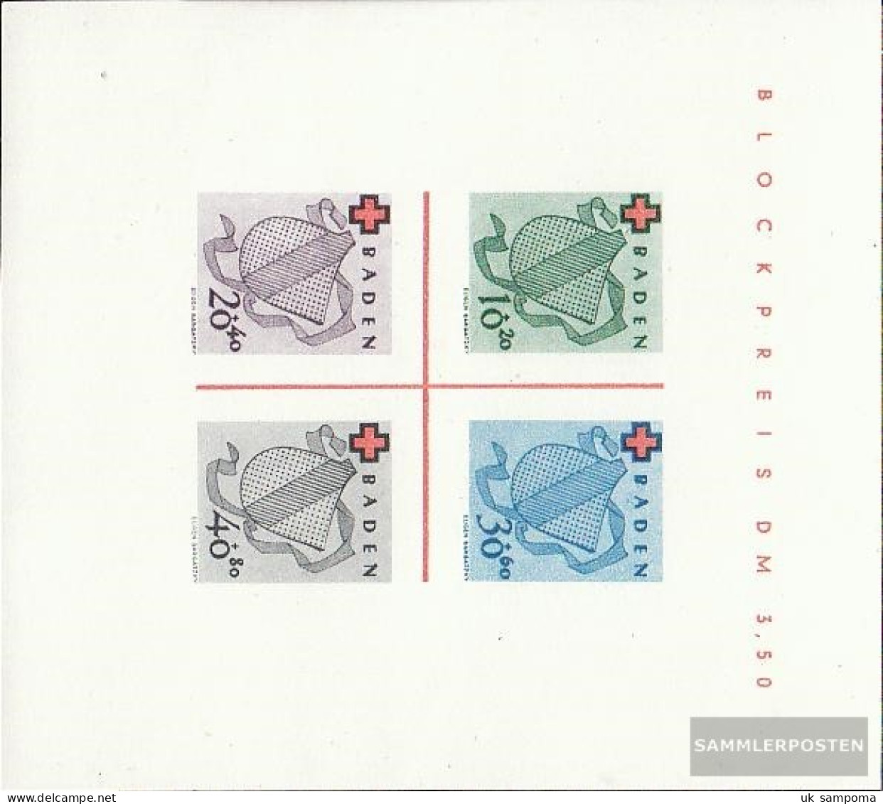 Franz. Zone-Baden Block2i (complete Issue) Unused 1949 Red Cross - Baden