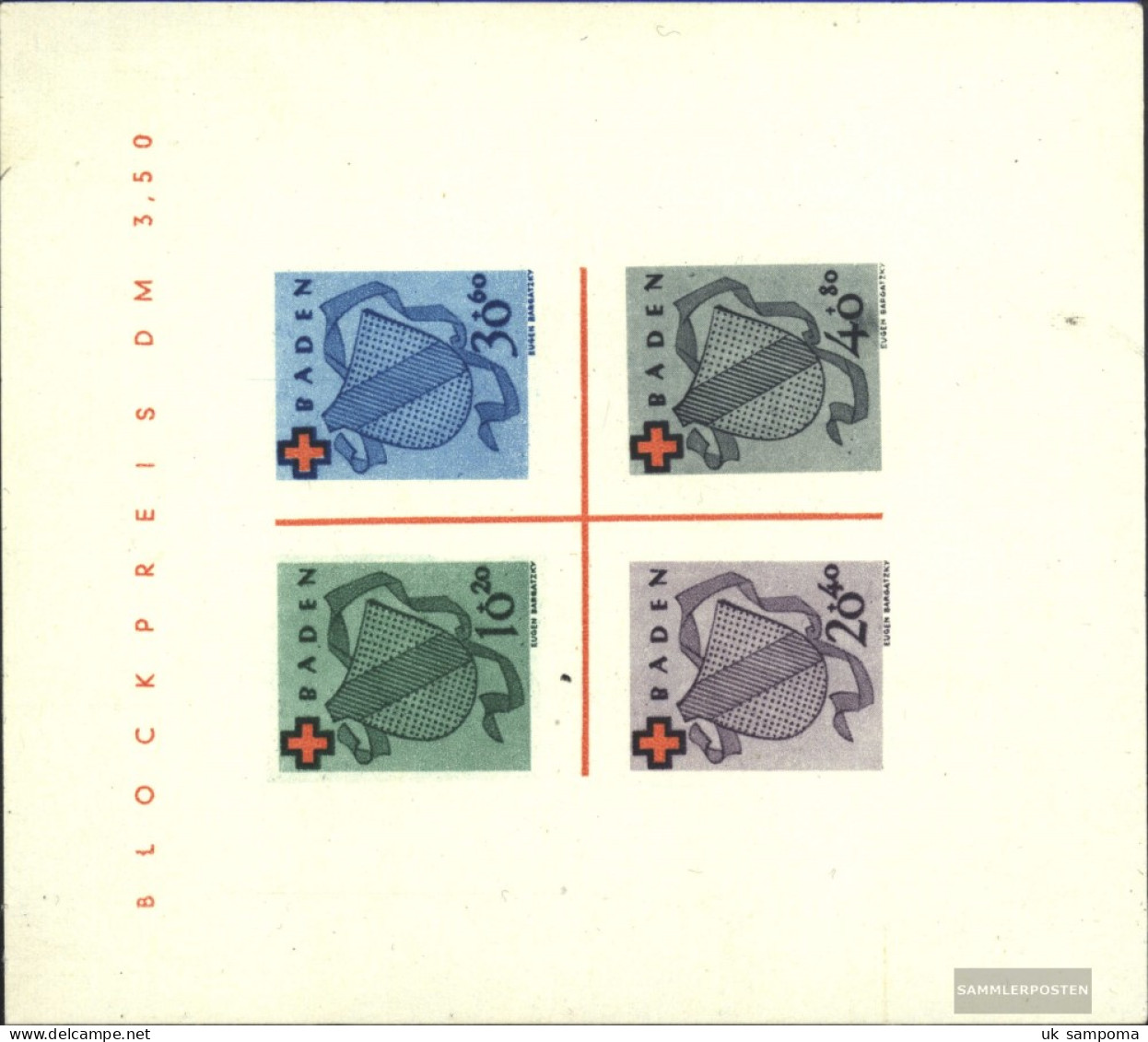 Franz. Zone-Baden Block2ii (complete Issue) Unused 1949 Red Cross - Baden