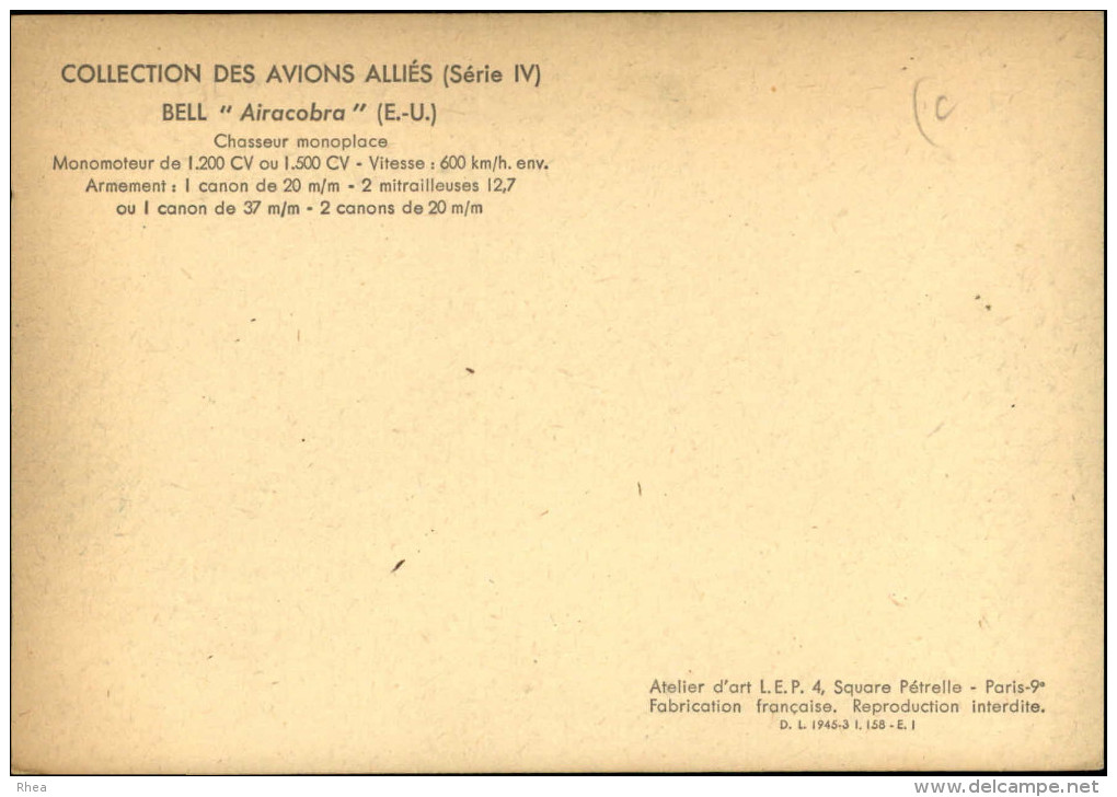 AVIATION  MILITAIRE - AVION - Dessin De Petit - BELL - 1939-1945: 2ème Guerre