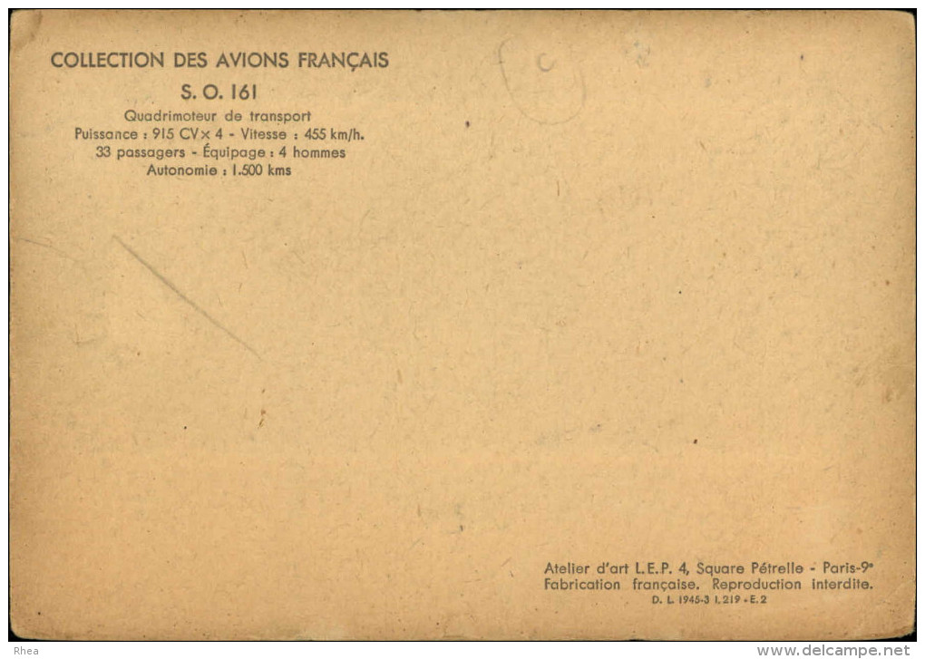 AVIATION  MILITAIRE - AVION - Dessin De Petit - SO 161 - 1939-1945: 2ème Guerre