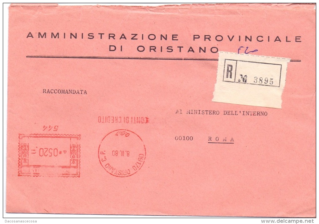 AMM. PROVINCIALE DI ORISTANO- 09170 - ORISTANO - R/AMR - 1980 - FTO 12X17 - TEMATICA TOPIC STORIA COMUNI D'ITALIA - Macchine Per Obliterare (EMA)