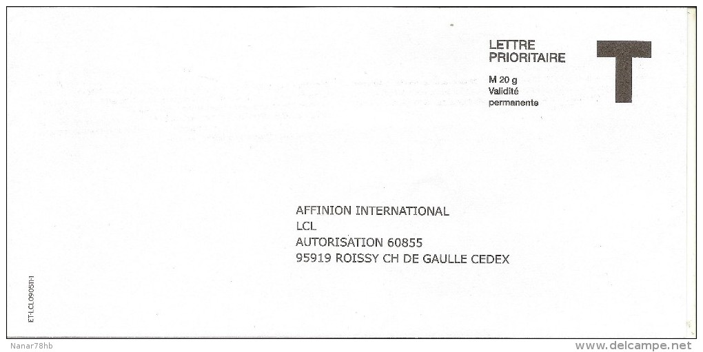 Enveloppe Réponse T Affinion International Lcl - Cards/T Return Covers