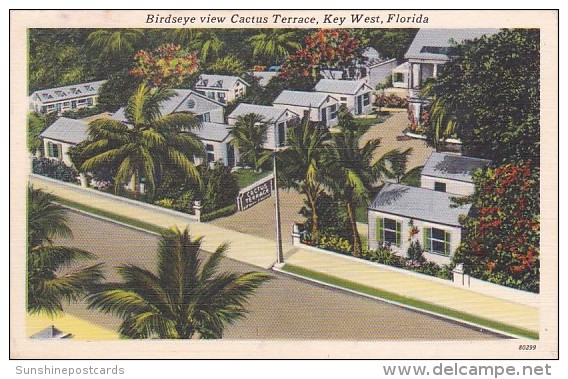 Florida Key West Birds Eye View Cactus Terrace Cottages And Motel 1957 - Key West & The Keys