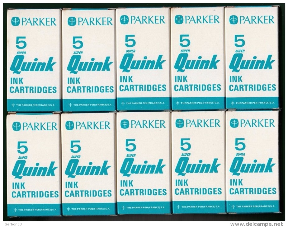 10 BOITES PARKER N°10 NEUVE CINQ SUPER QUINK IN CARTRIDGES CARTOUCHE STYLO ENCRE BLEUE DES MER DU SUD PAPETERIE SCOLAIRE - Sonstige & Ohne Zuordnung