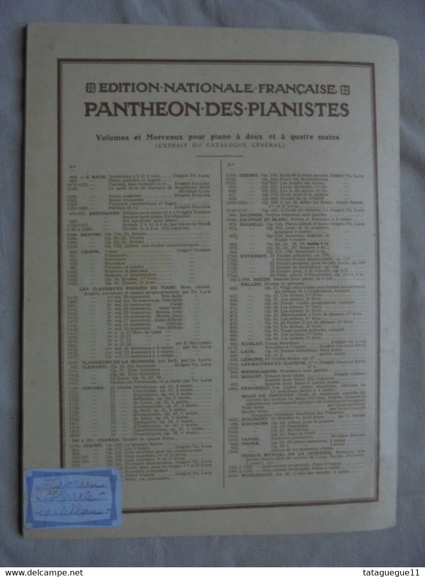 Ancien - Partition PANTHEON DES PIANISTES - CZERNY Op. 599 Ed. H. Lemoine & Cie 1961