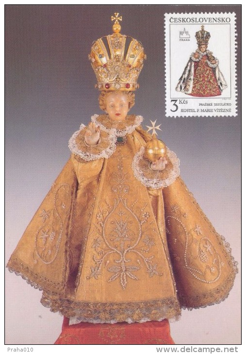 J2752 - Czechoslovakia (1991) Manufacturing Defect (R!) - Cartes Maximum: Graceful Infant Jesus Of Prague - Variétés Et Curiosités