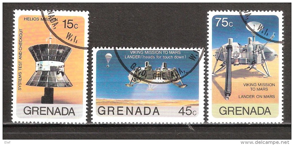 GRENADA :  3 Timbres SPACE / Espace: HELIOS / VIKING Mission To MARS , Obl TB - Nordamerika