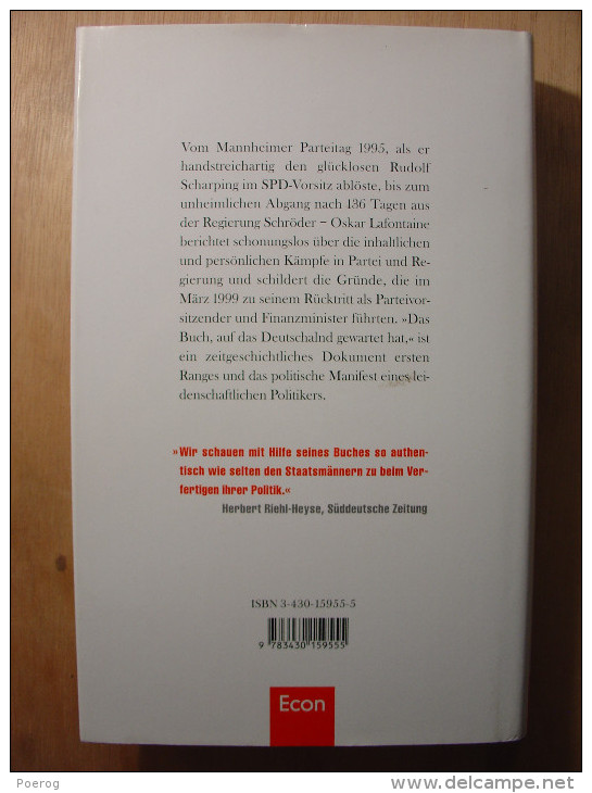 OSKAR LAFONTAINE - DAS HERZ SCHLäGT LINKS - ECON - 1999 - TBE - Livre En Allemand - Politik & Zeitgeschichte