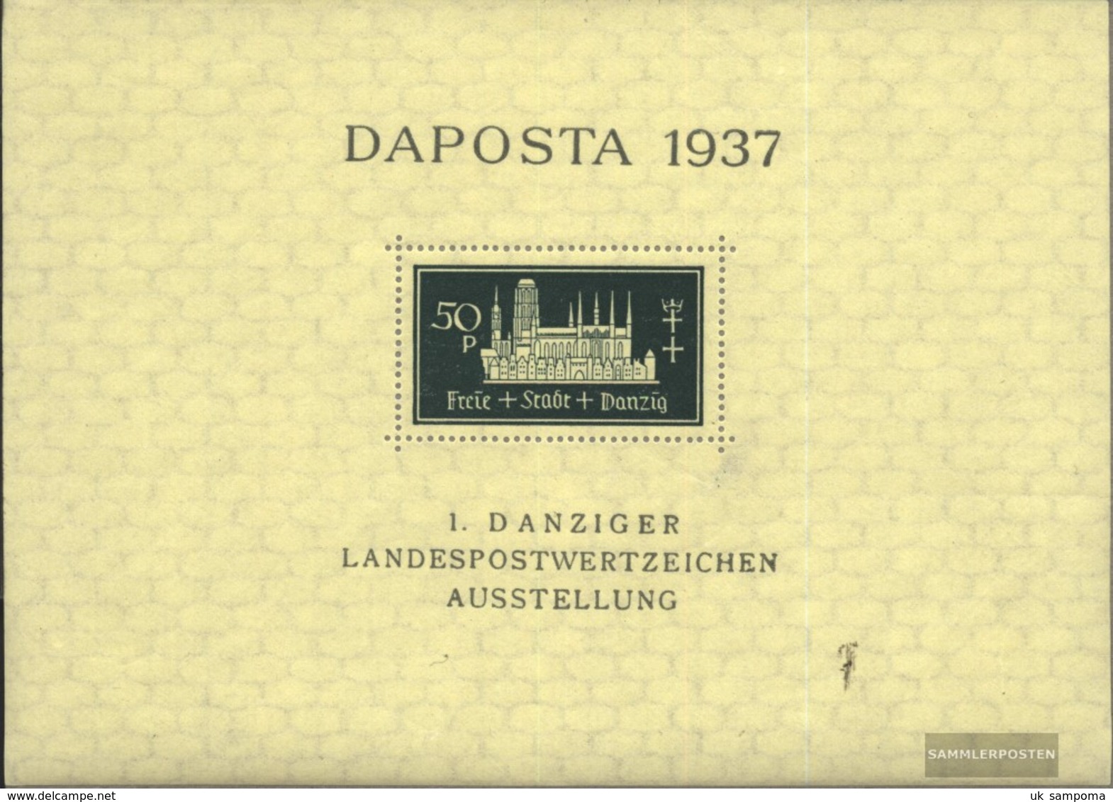 Gdansk Block1b (complete Issue) With Hinge 1937 DAPOSTA - Other & Unclassified