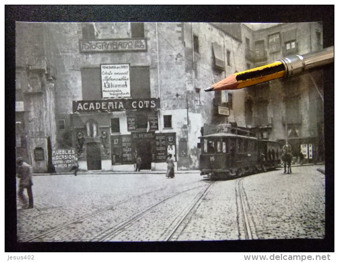 POSTAL 1922 TRANVIA Nº 38 BARCELONA Plaza SANTA ANA - ACADEMIA COTS - Tranvía