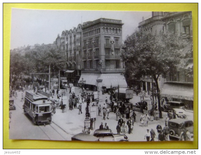 POSTAL 1947 TRANVIA POR LA RAMBLAS De BCN Animada - Tranvía