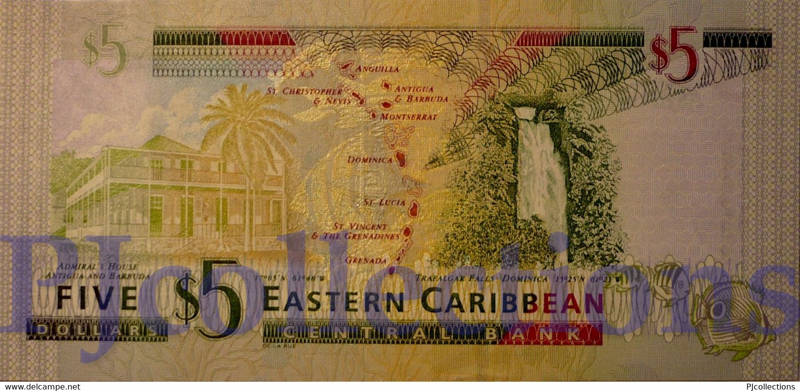 EAST CARIBBEAN 5 DOLLARS 2003 PICK 42a UNC - Caribes Orientales