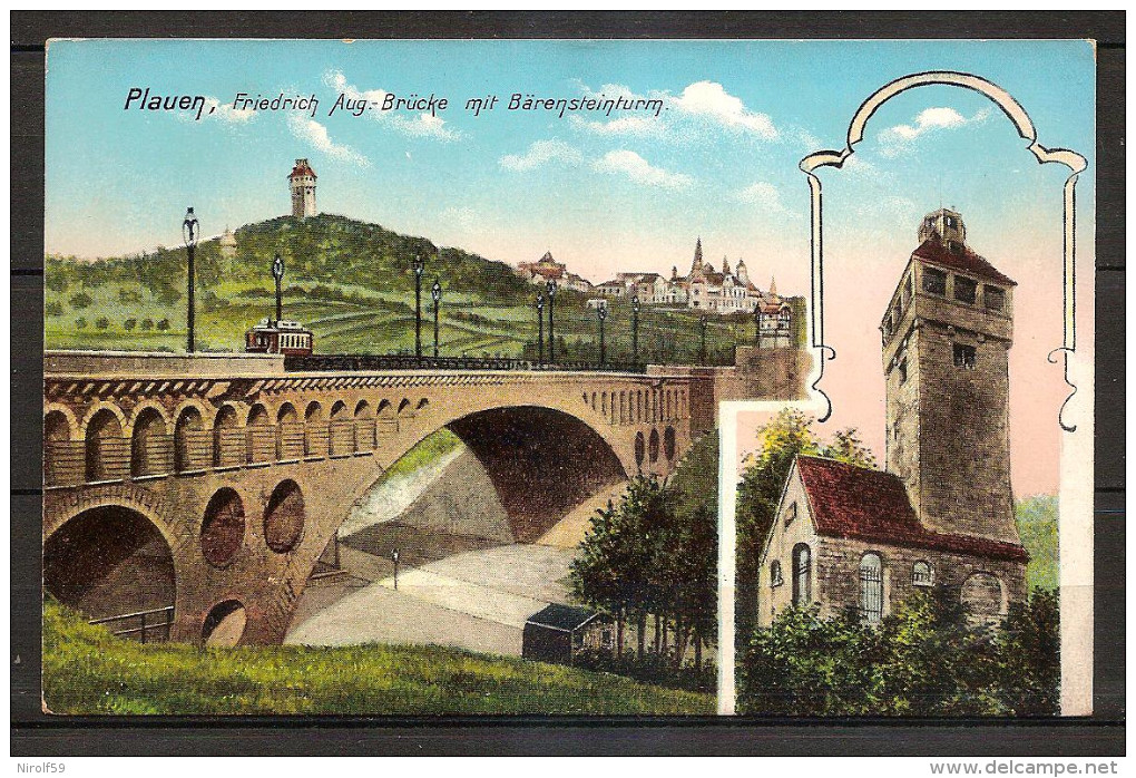 Germany  - Plauen,Friedrich Bridge And Baerenstein Tower - Plauen