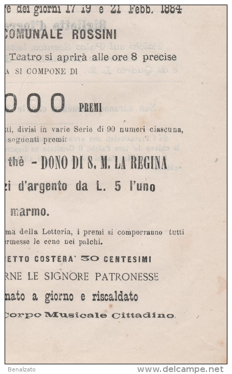 Lotteria Asilo Infantile Lugo 1884 - Ravenna