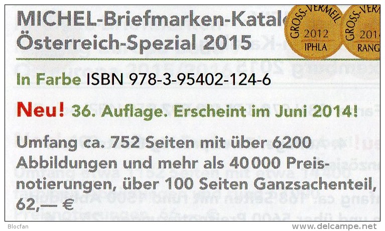 Spezial Katalog 2015 MICHEL Briefmarken Österreich Neu 62€ Bosnien Lombardei Venetien Special Catalogue Stamp Of Austria - Duits