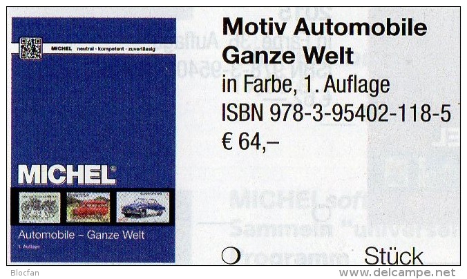 MlCHEL Motiv Katalog Automobile Ganze Welt 2015 neu 64€ Automotiv car topic stamps catalogue the world 978-3-95402-118-5