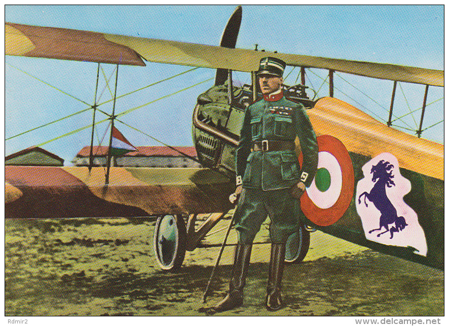 FRANCESCO BARACCA Asso Dell'aviazione Italiana Col Suo Biplano Spad XIII - Aviadores