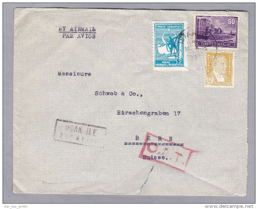Türkei 1945-06-18 ISTANBUL O.A.T. Luftpostbrief Nach Bern - Luftpost