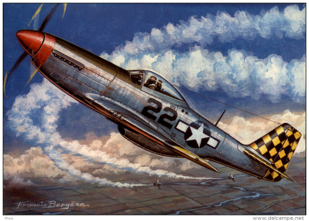 AVIATION  MILITAIRE - AVION - Dessin De BERGESE - MUSTANG - 1939-1945: 2ème Guerre