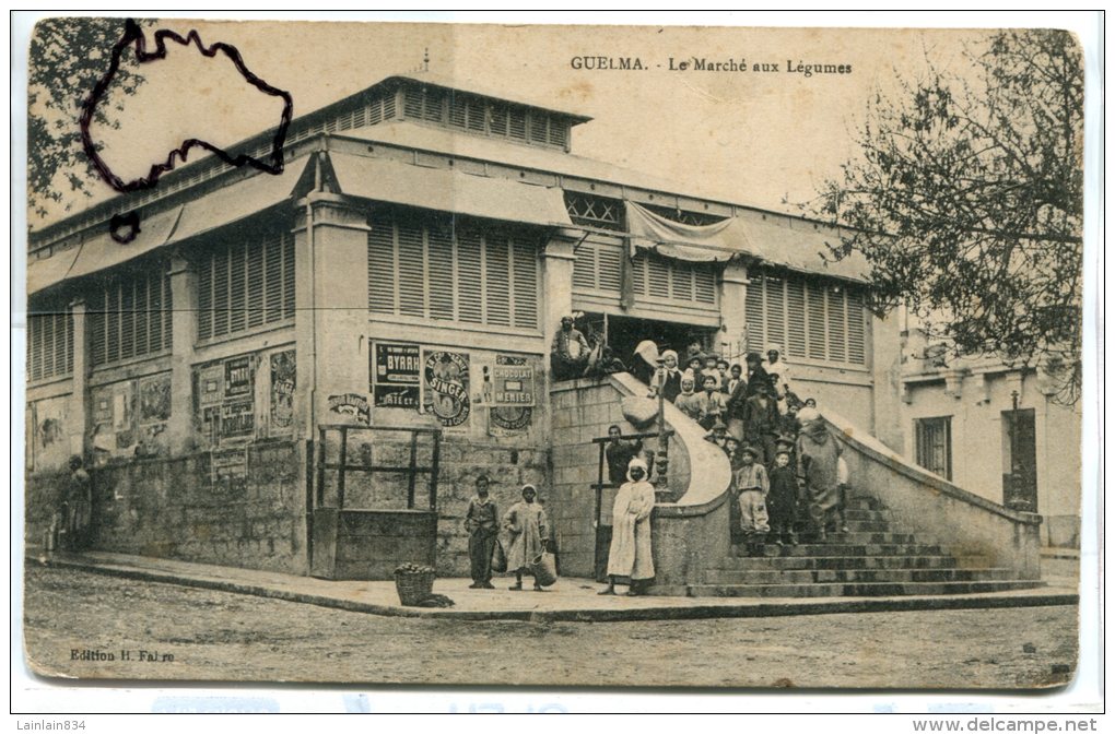 - GUELMA - Le Marché Aux Légumes, Animation, écrite En 1915, Publicité BYRRH ET MENIER, Scans. - Guelma