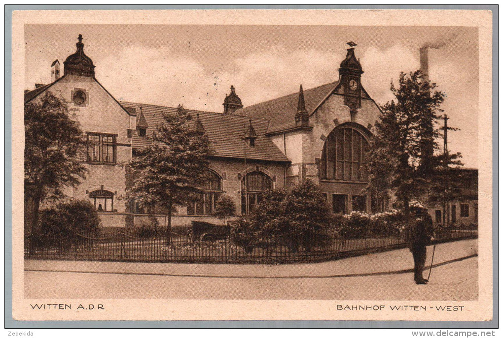 0460 Alte Ansichtskarte Eisenbahn Bahnhof Witten West Annen A.D.R. - Gel 1929 - Witten