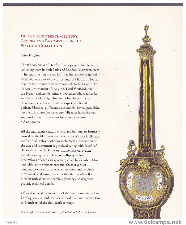 CLOCKS And BAROMETERS In The Wallace Collection, Peter HUGHES, Pendules Et Baromètres, 1994 - Libros Sobre Colecciones