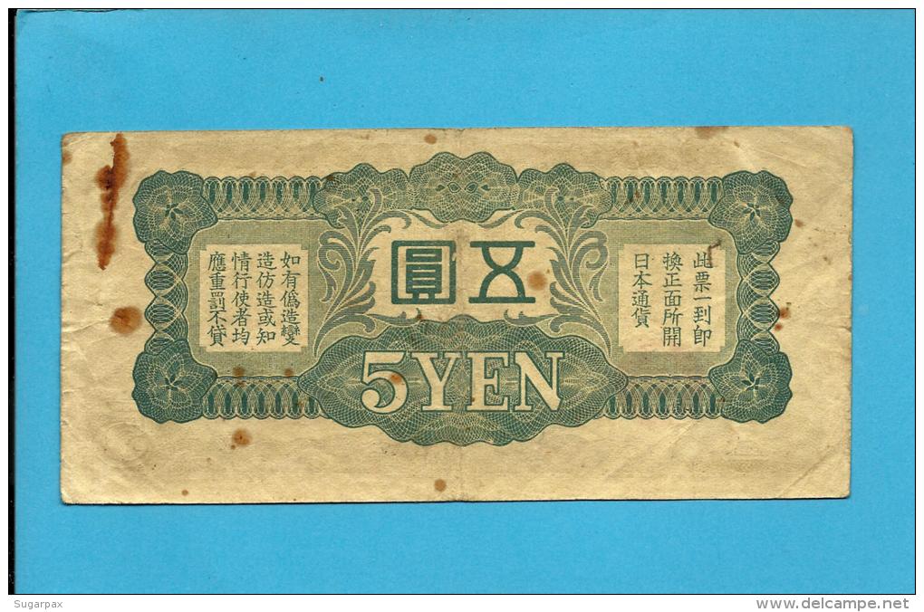 CHINA - 5 YEN - ND ( 1940 ) - P. M17.a - Japanise Imperial Government - Military - WWII - 2 Scans - China