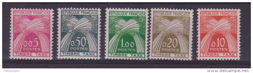 FRANCIA FRANCE SEGNATASSE TIMBRE TAXE MNH 90/94 Cat. € 90,00 - 1960-.... Nuevos